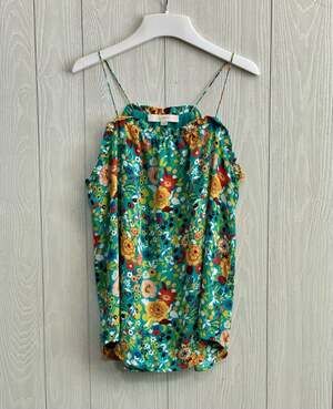 LOFT Green Floral Sleeveless Top Tank Small